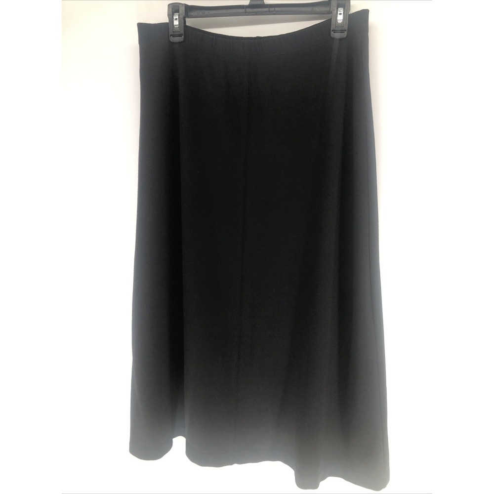 Eddie Bauer Women's Medium PETITE Black Casual Stretch Maxi Skirt Elastic Waist